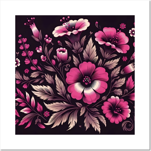 Magenta Floral Illustration Wall Art by Jenni Arts